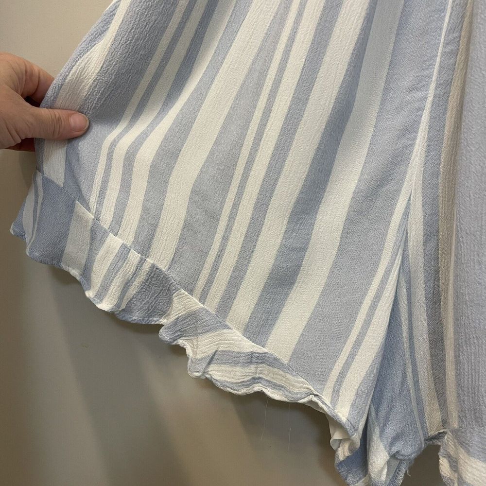womens Large blue and white striped american eagle outfitters sleeveless romper - Picture 4 of 12